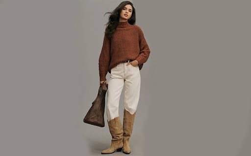 استایل روستیک با یقه اسکی و شلوار جین