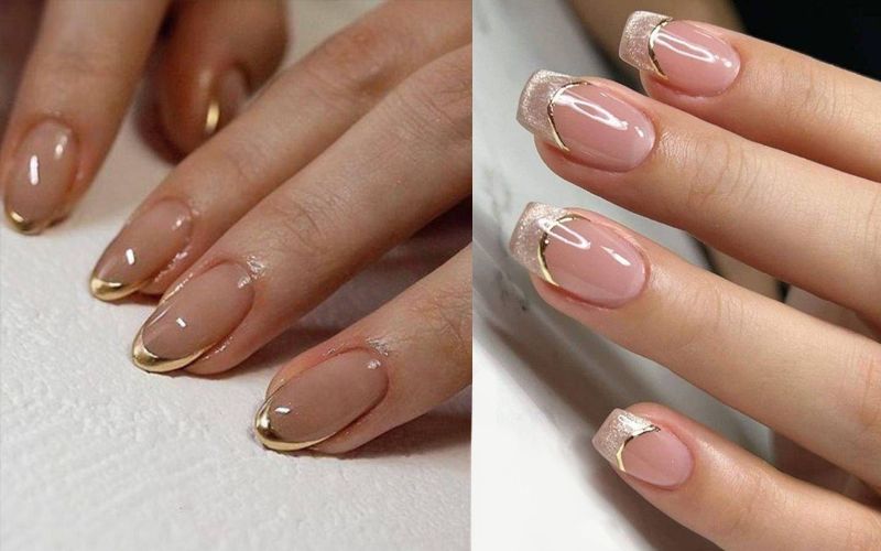 طراحی ناخن با نوار دیزاین طلایی