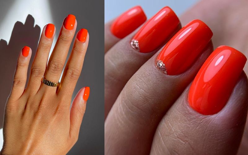 ژلیش نارنجی ناخن در تابستان