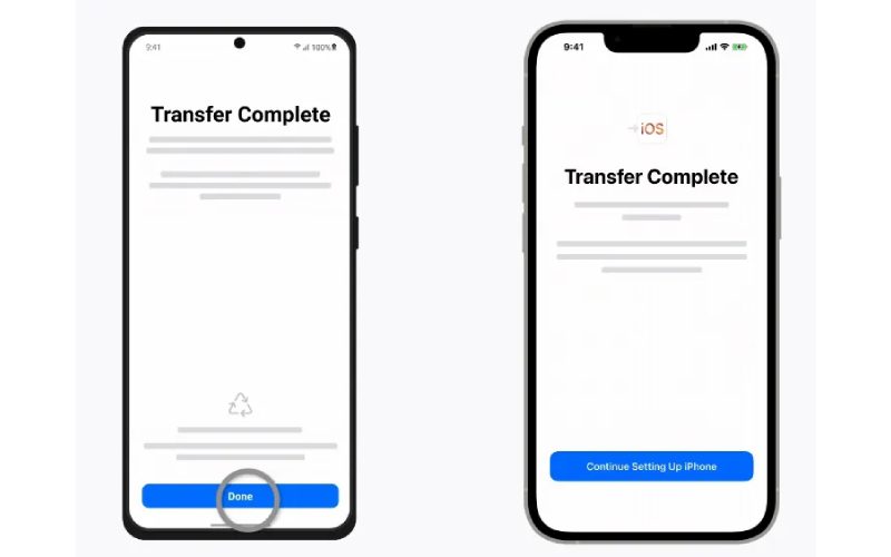 تکمیل انتقال اطلاعات از اندروید به آیفون