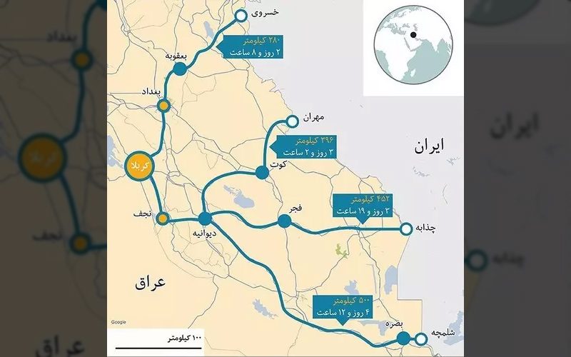 مسیرهای پیاده‌روی اربعین
