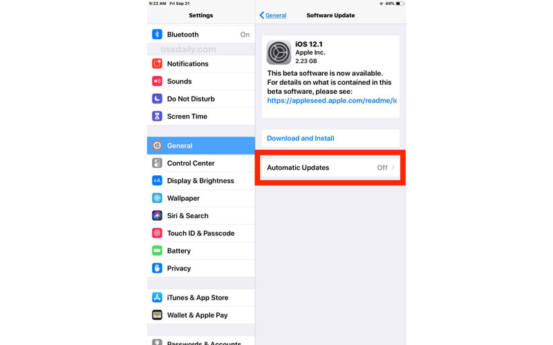 آپدیت iOS به صورت خودکار